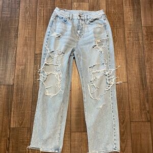 American Eagle Outfitters Ripped Light Blue Boyfriend Jeans